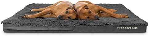 The Dogs Bed Orthopaedic Dog Bed Large Grey Plush 101x64x15cm, Waterproof Memory Foam Dog Bed