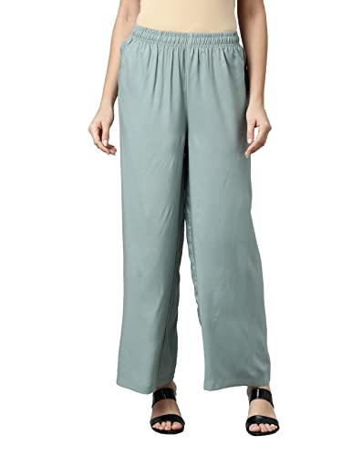 Image of GO COLORS Soft Viscose Basic Palazzo Full Length for Women| Breathable, Mid Rise, Relaxed Fit