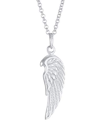 Kuzzoi uzzoi Collar de plata de ley 925 para hombre con colgante de ala (24 mm), collar para hombre de plata de ley 925, cadena de moda con alas de ángel de pluma,