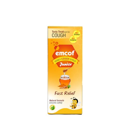 Emcof Honey Cough Syrup For Kids Formulated With Natural Ingredients | Help To Relieve Dry And Chesty Cough In Kids | Fast-acting Relief For Dry & Chesty Cough Non-drowsy & Alcohol-free - 100ml Pack