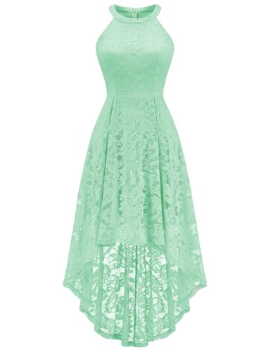 Image of Dressystar Women Halter Lace Wedding Guest Dress Hi-Lo Cocktail Party Bridesmaid Formal Dresses