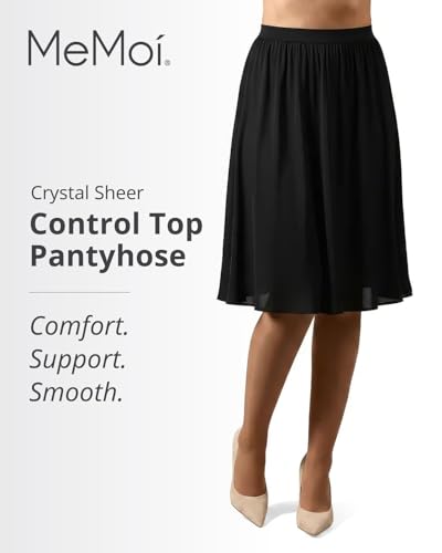 Image of MeMoi Control Top Crystal Pantyhose for Women, Breathable Sheer Tights, Control Top Sheer Stockings, Comfortable Panty Hose