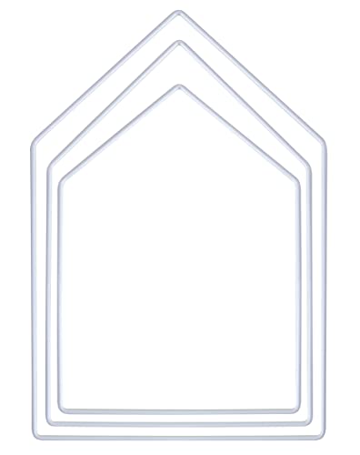 Rayher Set of 3 House Shaped Metal Rings for Seasonal Crafts White Coated Wire Frames for Wreath Making and Macrame white
