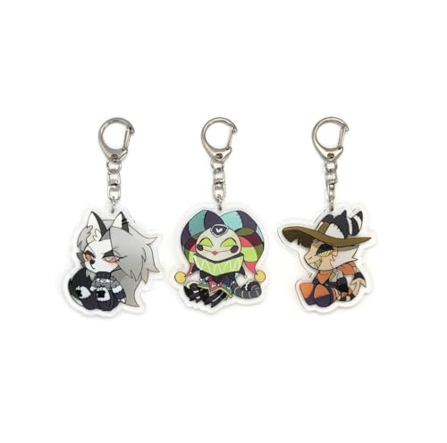 EBTY DREAMS Inc. - Set of 3 Helluva Boss Acrylic Keychain Striker, Loona, Fizzarolli v1