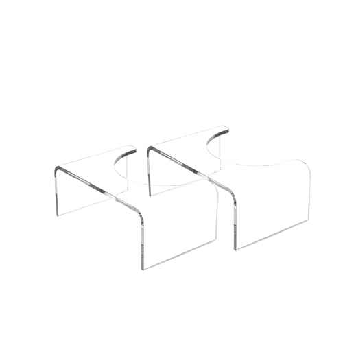 Acrylic Toilet Stool Squat Set of 2 Squatting Toilet Stool for Adults Kids Modern Design Pooping Stool Easily Blend into Any Bathroom (Clear-2PCS)