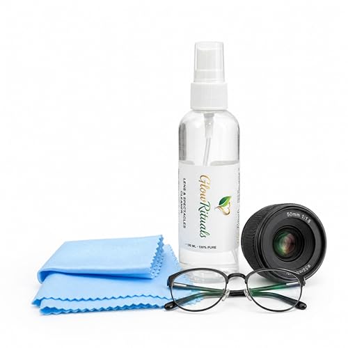 Image of Lens Cleaner Spray Kit for Eyeglasses, Camera Lens and Spectacles, Cleaning Solution with Microfiber Cloths, Anti-Smudge, 100ml (Pack of 1)