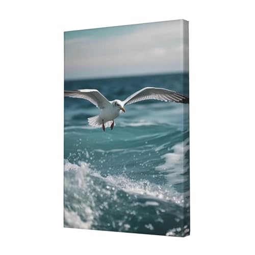 Décoration murale oiseau volant océan cadre moderne 30 x 45 cm