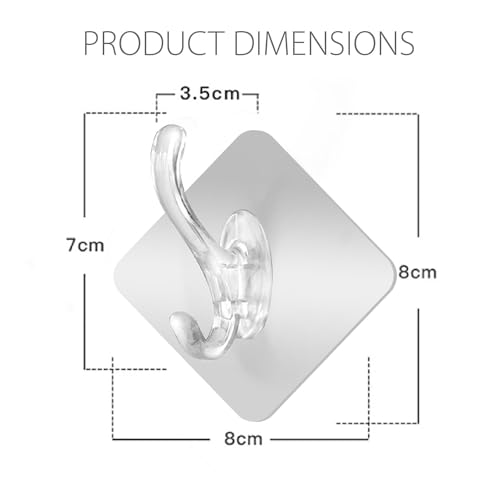 Image of Self Adhesive Heavy Duty Wall Hooks for Hanging Transparent Stainless Steel Waterproof Hooks for Kitchen, Bathroom, Home & Office (Wall-Mounted Adhesive Sticky Wall)