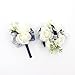 Ansuma Ivory Rose Flower Wrist Corsage Boutonniere SetÂ Bridesmaid Wrist Corsage Bracelet & Groom and Best Man Boutonniere for Wedding Flowers Accessories Prom Suit Decorations (Navy Blue)