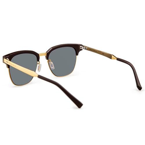 Metal Polarized Sunglasses Men Semi Rimless Frame Wayfarer Sun Glasses Horn Rimmed Shades Driving UV Blocking3