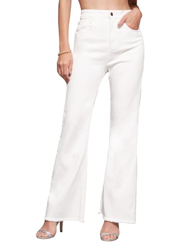 Miss Chase Women's Bootcut High Rise Clean Look Regular-Length Stretchable Denim Jeans (MCAW25DEN62-54-407-30, Ivory White, 30)