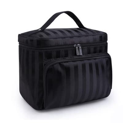 Multifunctional Storage Makeup Bag — Large Capacity Travel Cosmetic Bag, Oxford Cloth Makeup Pouch, Portable Travel Cosmetic Bags for Women, Cosmetic Travel Bag With Dividers and Handle (Black)