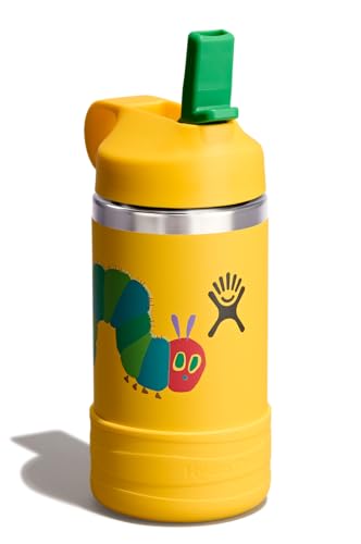 Image of Hydro Flask Kids Water Bottle for School - Stainless Steel and Insulated with Straw Cap - 12 Oz World of Eric Carle Caterpillar Yellow