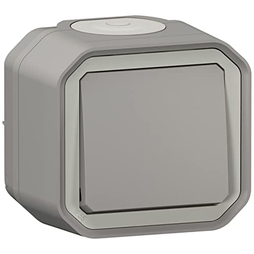 LEGRAND | Poussoir Plexo NO, Étanche IP55 Gris, Prêt À Installer En Saillie, Résistant Aux Chocs IK08
