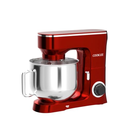 COOKLEE-Stand-Mixer-95-Qt-660W-10-Speed-Electric-Kitchen-Mixer-with-Dishwasher-Safe-Dough-Hooks-Flat-Beaters-Wire-Whip-Pouring-Shield-Attachments-for-Most-Home-Cooks-Ruby-Re