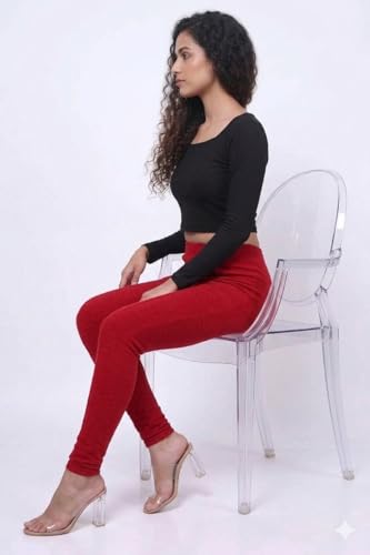 Image of Thrifty Thread Women's Cotton Full Length Leggings | Soft & Comfortable Leggings | High Waist | Regular Fit