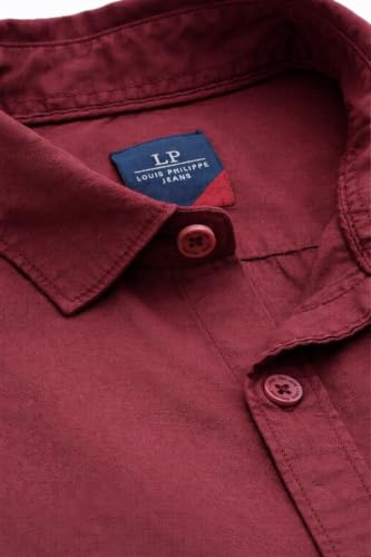 Image of Louis Philippe Men's Cotton Slim Fit Over Dyed Color Depth Comfortable and Durable Soft Handfeel Full Sleeve Solid Casual Shirt
