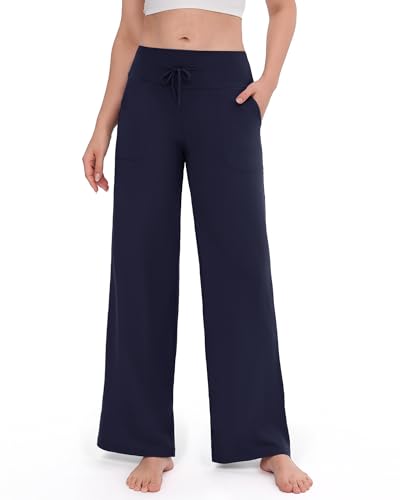 ZOOSIXX Yoga Pants Women - Wide Leg Pants Loose Casual Flowy Lounge Sweatpants High Waisted Pajamas with Pockets