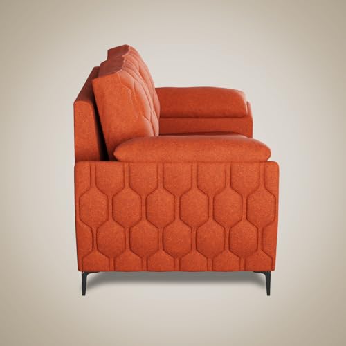 Image of Centuary Sleepables Modena Premium Sofa|Classy Quilted Suede Fabric Upholstery|Fiber-Filled Back Cushion|Wide Plush Fibrefilled Armrests|Ergonomic Lumbar Support |Walnut Brown|3 Years Warranty