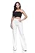 Women's High Waist Bell Bottom Flare Pants, 3X, White
