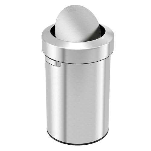 Image of iTouchless, Restaurant, Office and Kitchen Titan 17 Gallon Swing Open Trash, Stainless Steel Self-Balance Flip Top Lid Commercial Grade 64 Liter Garbage Can is Perfect for Business, Softstep 17 Gal