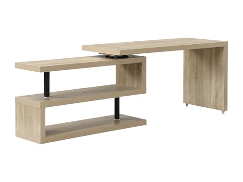 Vente-unique - Bureau Extensible avec Plateau pivotant 360° - MDF - Coloris : Naturel - NICEPHORE...