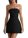 XXTAXN Women's Summer Sexy Sleeveless Tube Formal Party A-line Tulip Back Zipper Mini Dress Black