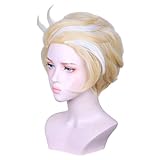 FantaLook Short Blonde with White Cosplay Wig for Men Halloween Costume