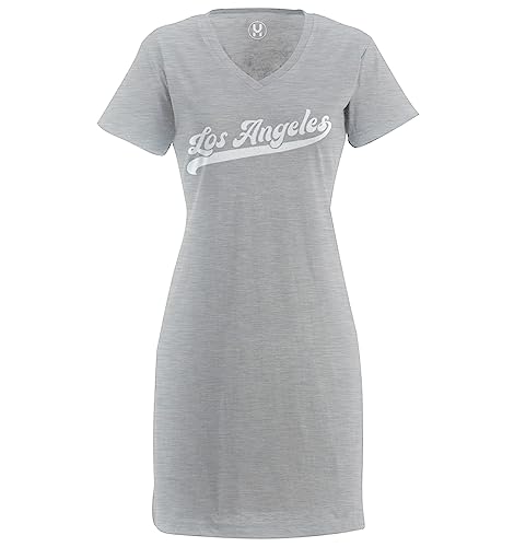 Haase Unlimited Los Angeles - Baseball Jersey Style Ladies Dress (Light Gray, Large/X-Large)