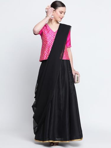 Image of studio rasa Women's Silk Blend Block Printed Button Down Readymade Top for Wedding Festive Party