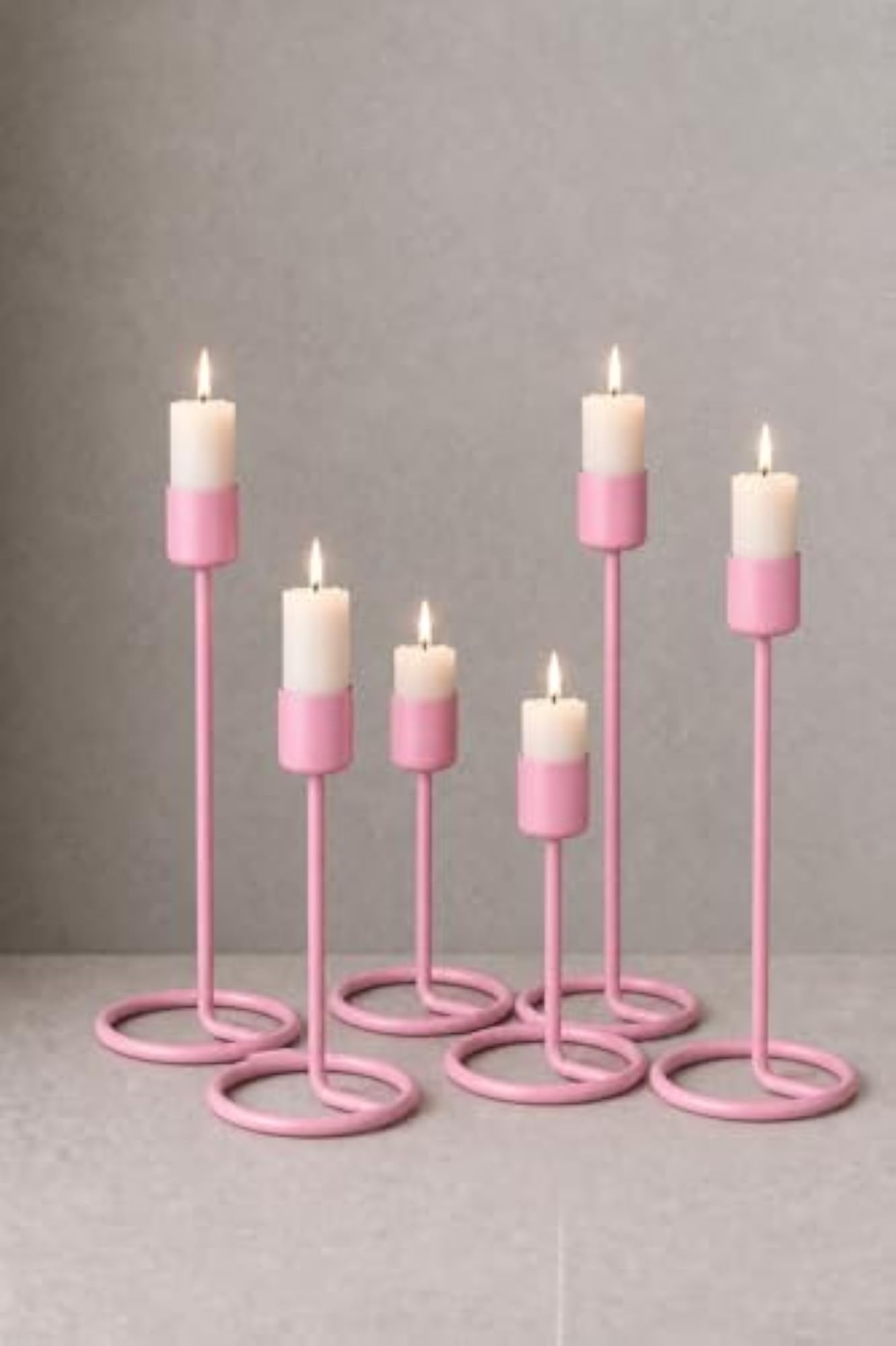 Set of 6 Metal Taper Candle Holders