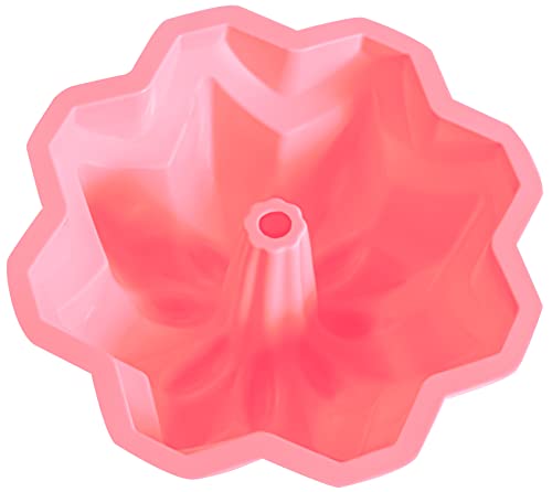 Forma de Bolo Pudim Silicone Decorada Antiaderente Assadeira Forno Freezer Congelador (Rosa)