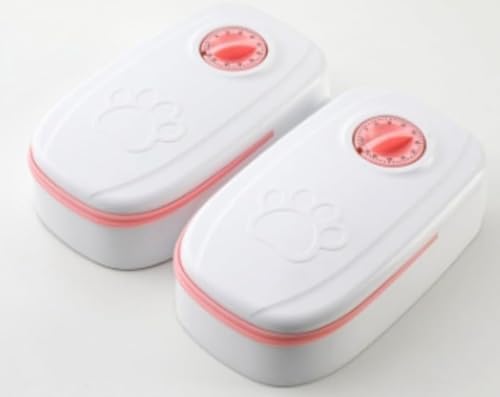 AZIEBAY 自動猫犬用給餌器、2食分容量、タイマー設定、コンパクト、電池式、ディスペンサー付き犬用給餌ステーション