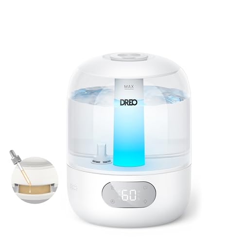 DREO 3L Umidificatore Ambiente Bambini Silenzioso 26dB, Ultrasuoni Nebbia Fresca, Ugello 360°, 30h Autonomia, Diffusore Oli Essenziali, Luce Ambientale, per Casa e Piante, Bianco