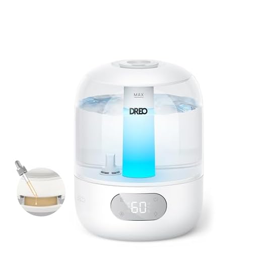 DREO 3L Humidificador Bebés Silencioso 26dB para Dormitorio, Niebla Fría Ultrasónica, Boquilla 360°, 30h Autonomía, Luz Ambiental, Difusor Aceites Esenciales, para Hogar, Blanco