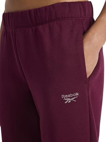 Reebok Women’s Rhinestone Jogger, Standard Fit, 30” Inseam, Midweight Cotton-Poly Fabric, Black Cherry, Large - image 5