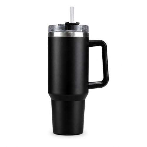 Image of SR Plastic Tonny Tumbler with Handle, Straw & Lid, - Mug with Lid | Reusable Plastic Coffee Sipper Mugs with Lid & Straw | Large Tumbler for Travel Mug Water Cup for Gym, Office & Outdoor Use (Black)