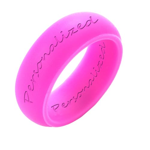 Customize Logo Comfort Sport Security Silicone Ring, Engrave Silicone Bands for Him Exclusive Dome Flexible Band Wedding Ring, Size 6-12