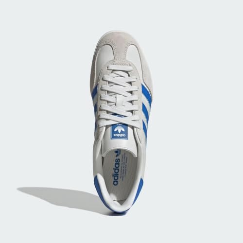 Image of adidas Men's Gazelle Indoor Sneaker, Crystal White /Blue /Grey One, Size 9