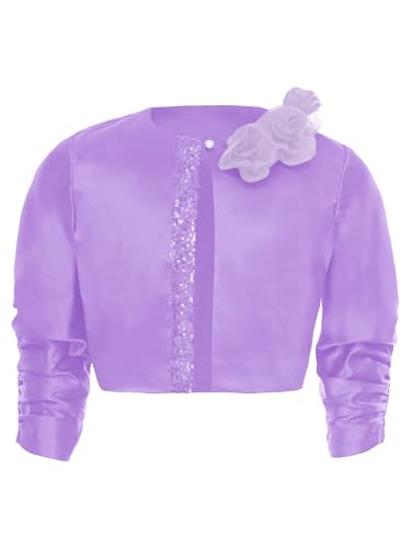 Choomomo Girls Sequins Short Bolero Shrug Cropped Cardigan Kids Long Sleeve Ruffled Dressy Jacket
