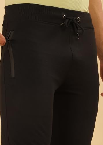 Image of Force NXT Men's Super Combed Cotton Rich French Terry Fabric Solid Joggers | Active Joggers for Men | Comfortable Waistband with Zipper Pocket for Daily Workout