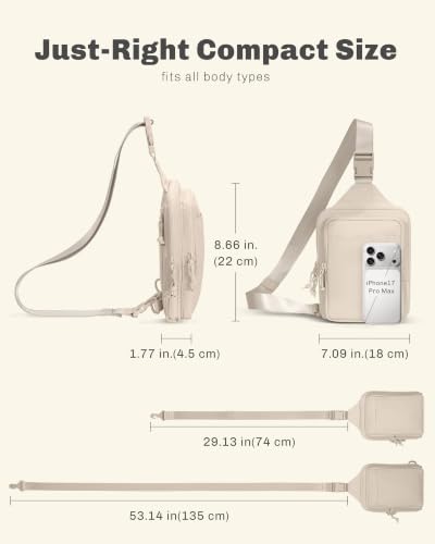 Image of Hynes Eagle Nylon Sling Bag for Women Convertible Crossbody Chest Purse with Reversible Strap for Travel Hiking Work Commute