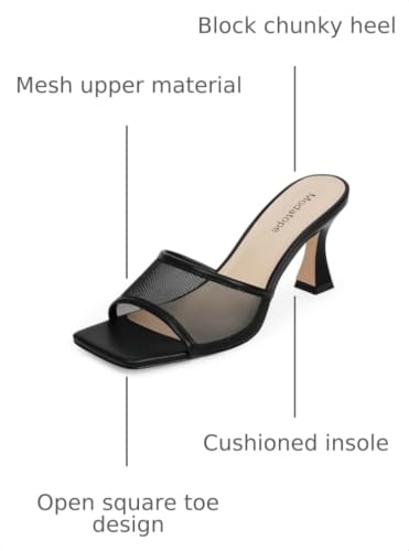 Image of Modatope Womens Heeled Sandals Open Square Toe Heels Chunky Block Heel Slip On Sandals for Women