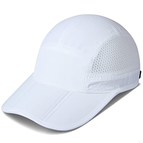 GADIEMKENSD Folding Running Man Hat,Visors Sport Cap Summer Mesh Quick-Drying Hat Women Baseball Cap Hiking Breathable Waterproof Trucker Hat Unisex White