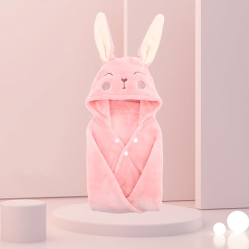 Image of Cute Animal Hooded Baby Towel Soft Coral Fleece Baby Towels with Hood Toddler Bath Towel Large 27 x 55 Inch Ultra Absorbent Hooded Bath Towels for Babies Baby Bath Towel（Pink B