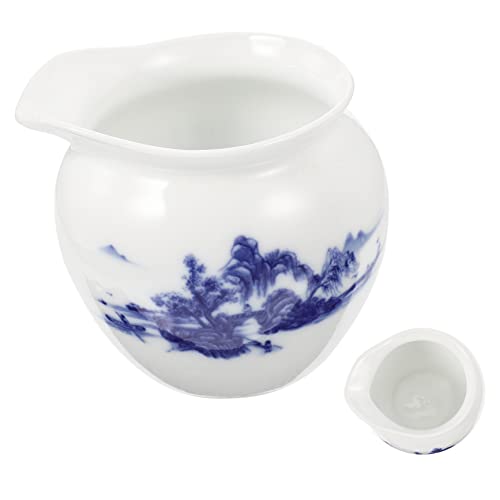 PRETYZOOM Restaurant Sauce Jug Blue White Porcelain Gravy Boat Sauce Cup Easy to Clean