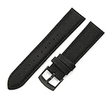 Taconey Cinturino per orologio in vera pelle da 20/22 mm con fibbia ad ardiglione, cinturino di ricambio universale,Nero-Nero,20 millimetri