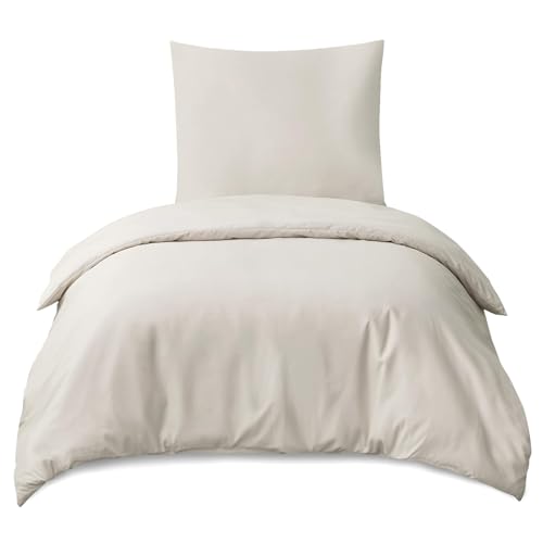 RUIKASI Bettwäsche 140x200 2teilig Beige - Polyester Mikrofaser Bettwäsche-Sets Oeko-TEX, Bettbezüge 140 x 200cm + Kissenbezüge 80x80cm mit...