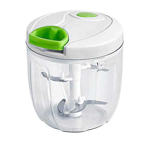 Zwiebelschneider, Zwiebel Zerkleinerer mit Seilzug, Gemüseschneider Zerkleinerer Manuell mit Edelstahlklingen, Multizerkleinerer Zwiebelhacker für Gemüse, Obst, Zwiebeln, Nüsse, Knoblauch (500ML) Cover