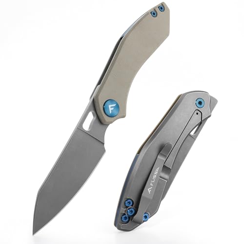 FLISSA Navaja Plegable con Mango de G10, Navaja de Bolsillo con Clip, Cuchillo Exterior con Hoja de Acero Inoxidable, Ideal para Camping, Senderismo, Viaje, etc. Longitud de Cuchilla: 5,8 cm